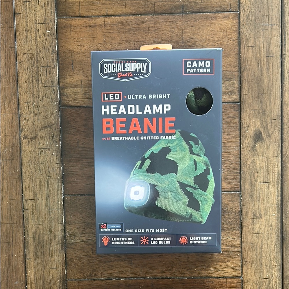 LED Headlamp Beanie in Camo
